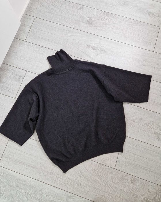 Belika ciemnoszary wełniany sweter golf 50% wełna merino oversize XL