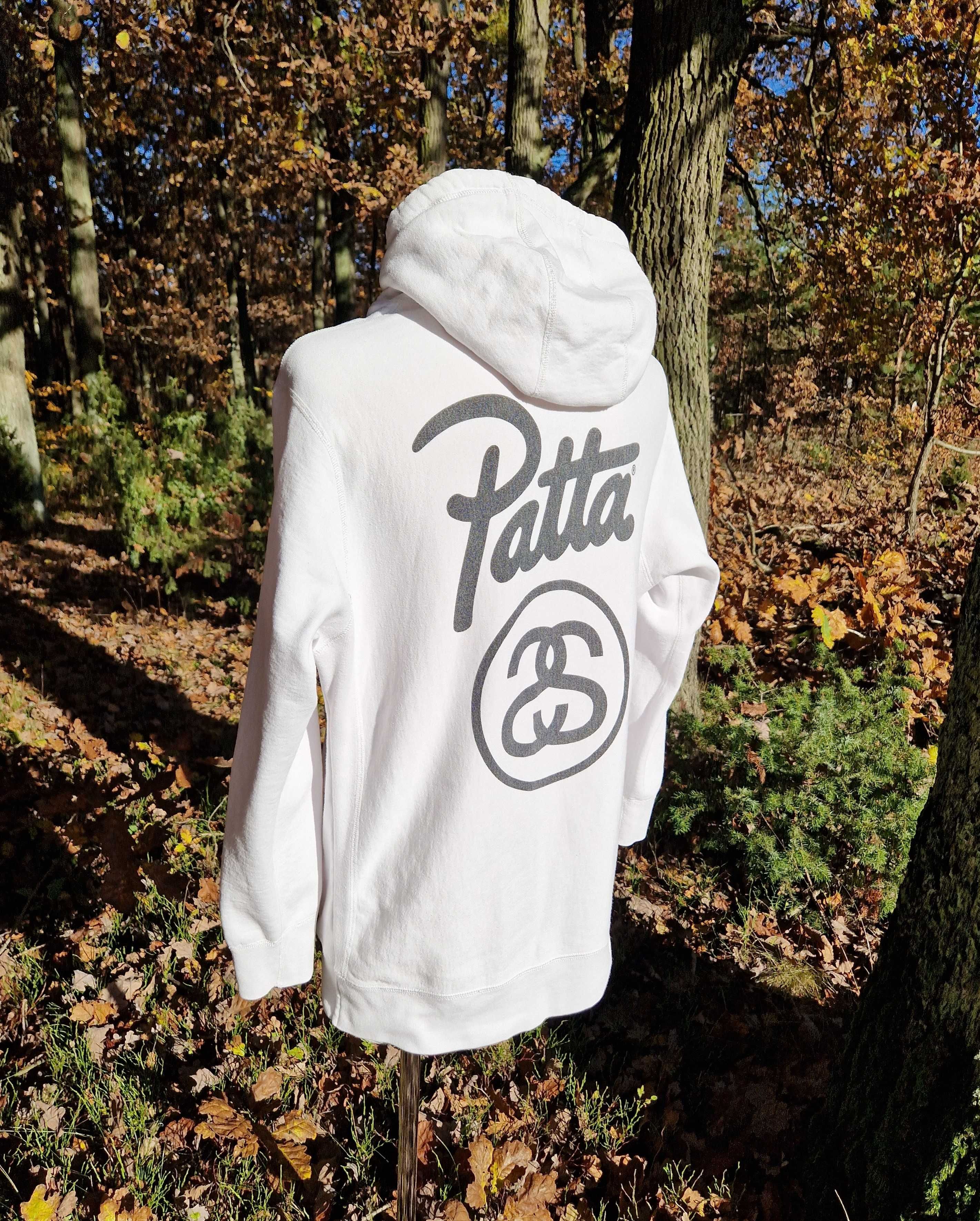 Stüssy x Patta Stussy Patta white hoodie biała bluza z kapturem XL