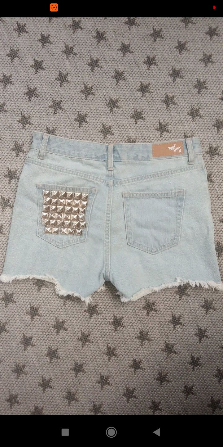 Spodenki jeansowe szorty ćwieki s 36 Never Denim