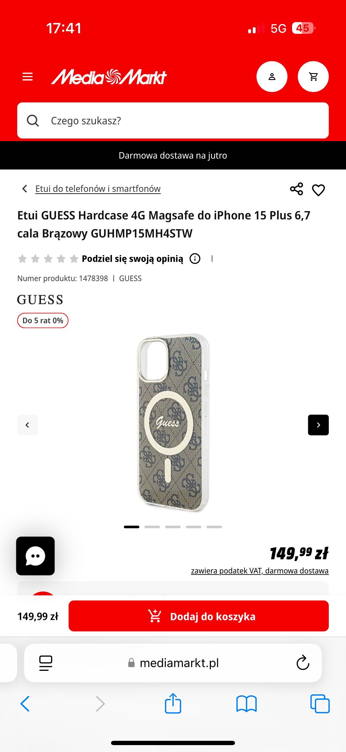 Etui GUESS Hardcase 4G Magsafe do iPhone 15 Plus 6,7 cala Jak nowe