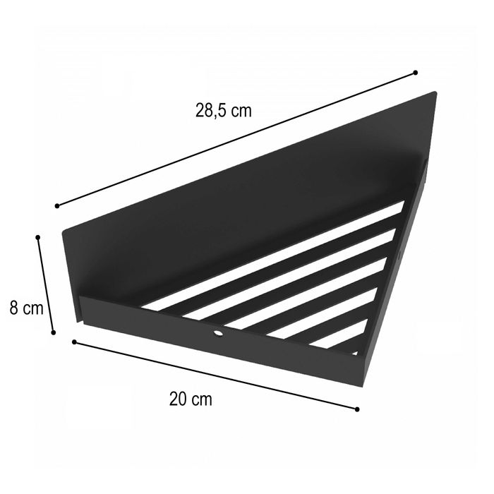 Narożna półka łazienkowa pod prysznic loftowa czarna newops