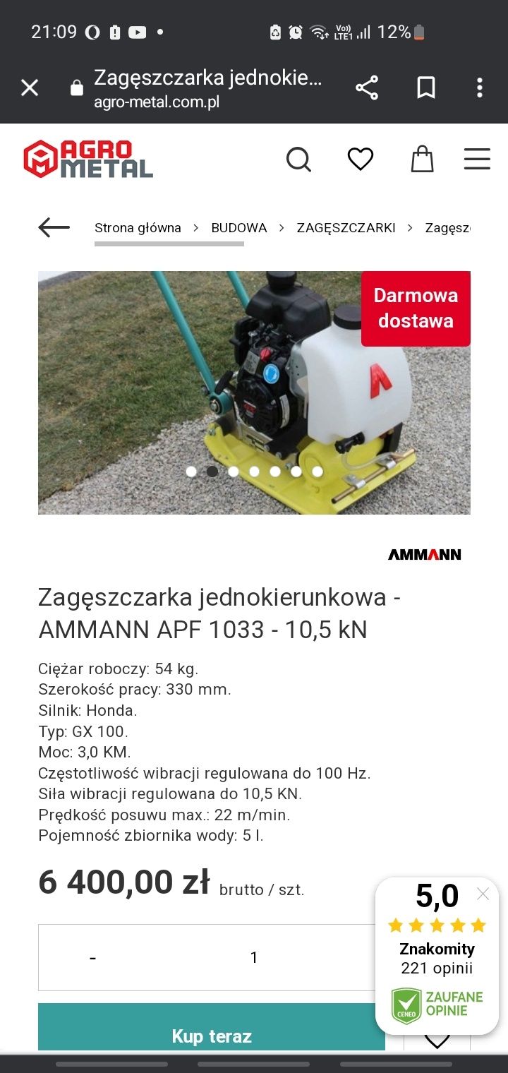 Zagęszczarka Ammann apf1033 wąska