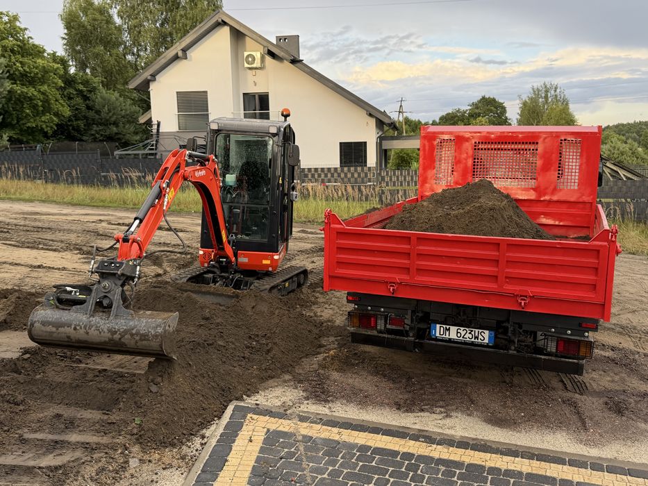 Wynajem mini koparki kubota wywrotki isuzu ślask