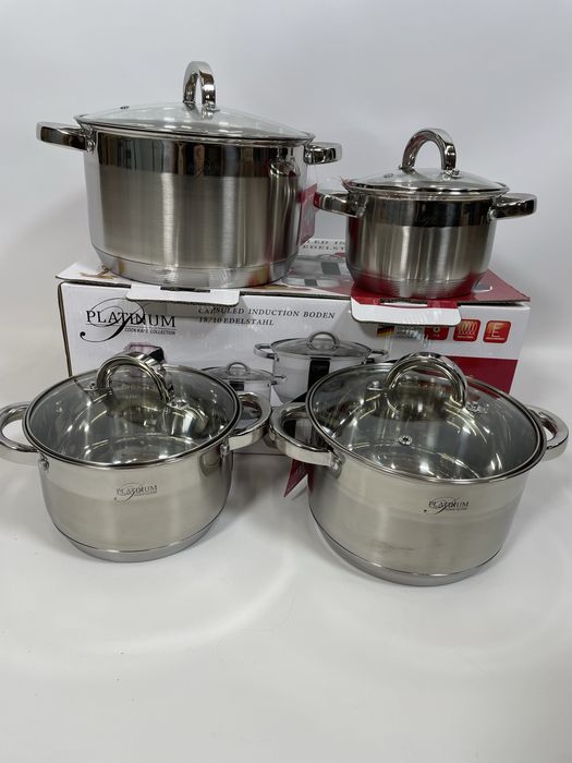 Zestaw czterech garnków ze stali noerdzewnej Platinum