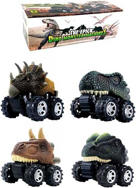 Машинка динозавр DINOBROS Dinosaur Toy Pull Back Cars 4 Pack