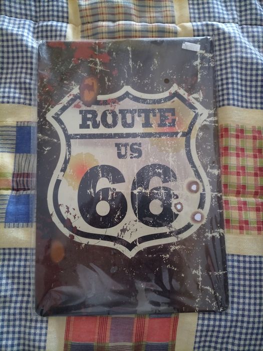 Placa metal Route 66