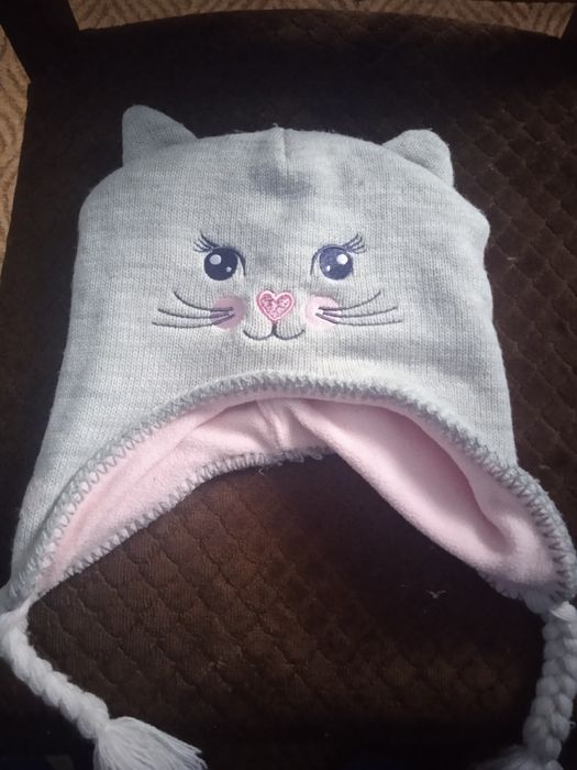Шапка на флісі ,котик