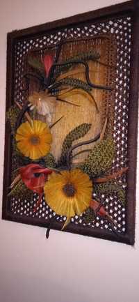 Obraz Rękodzieło makrama Ozdoba na ścianę kwiaty z materualu
