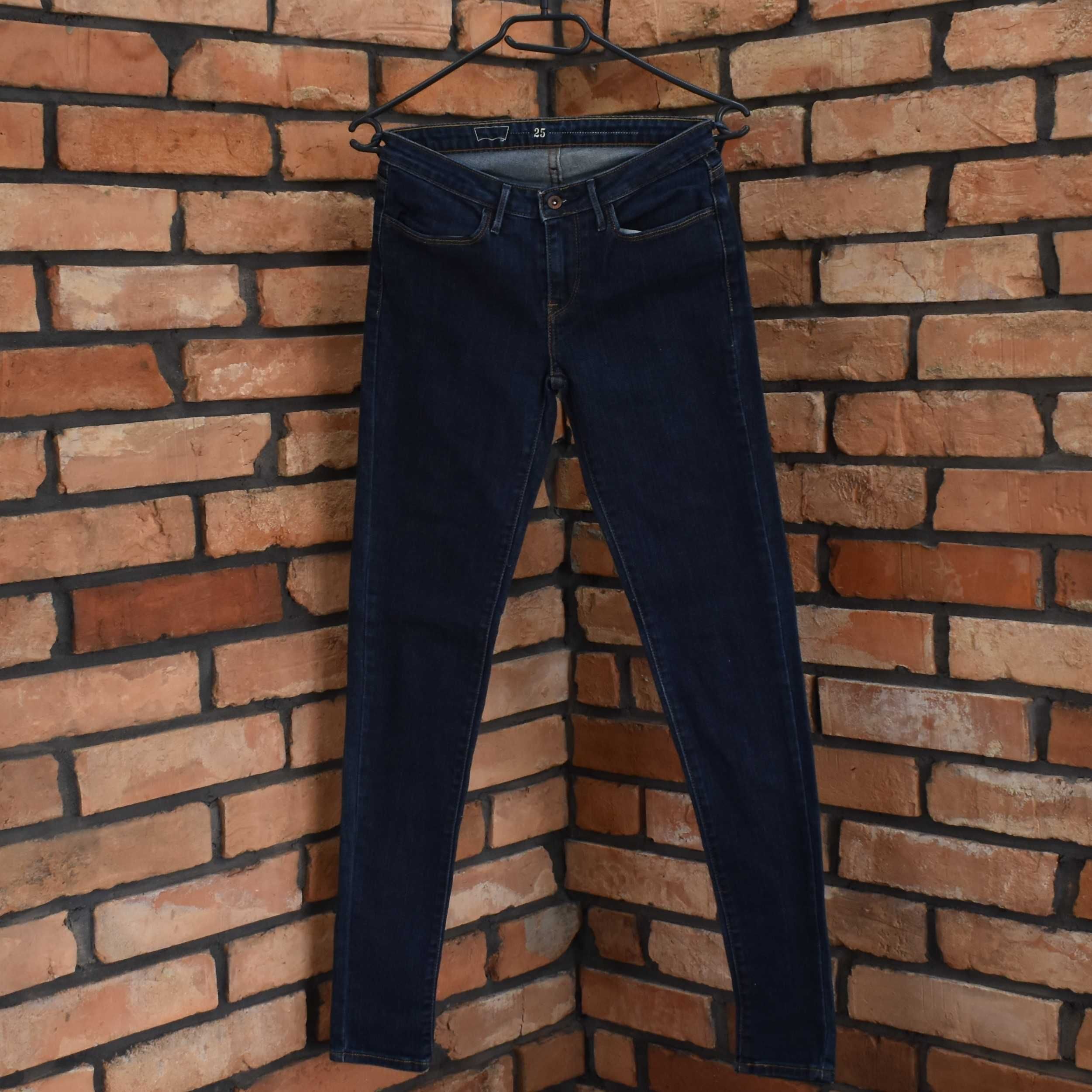 Levi's granatowe spodnie jeansy skinny sredni stan w25 XS S