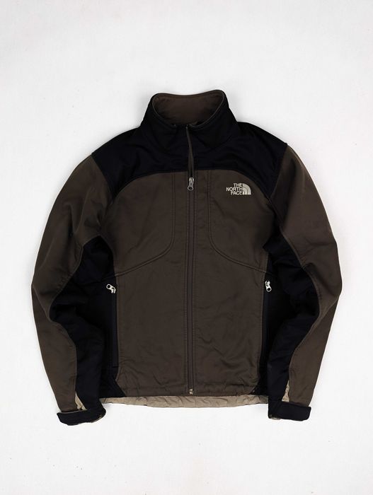 The North Face Apex brązowa kurtka ocieplana polarem S logo