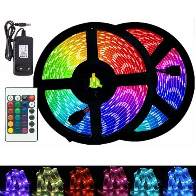 LED стрічка 5м RGB з пультом. Підсвітка ТВ, кімнати, авто