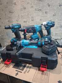 Набор 4в1 Makita Шуруповер DHP485BL + Болгарка DGA504 + Перфоратор DHR