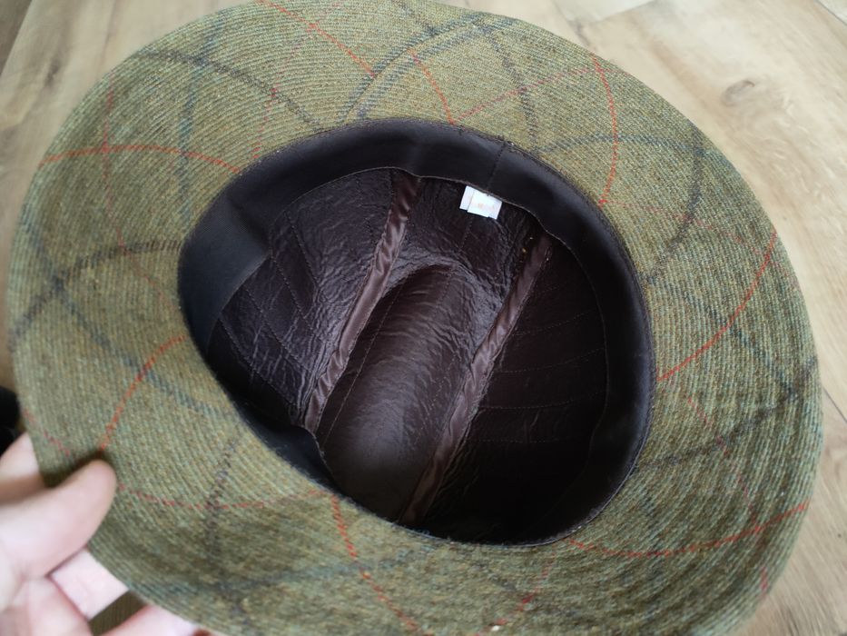 Kapelusz myśliwski wełniany w kratkę męski r. M
