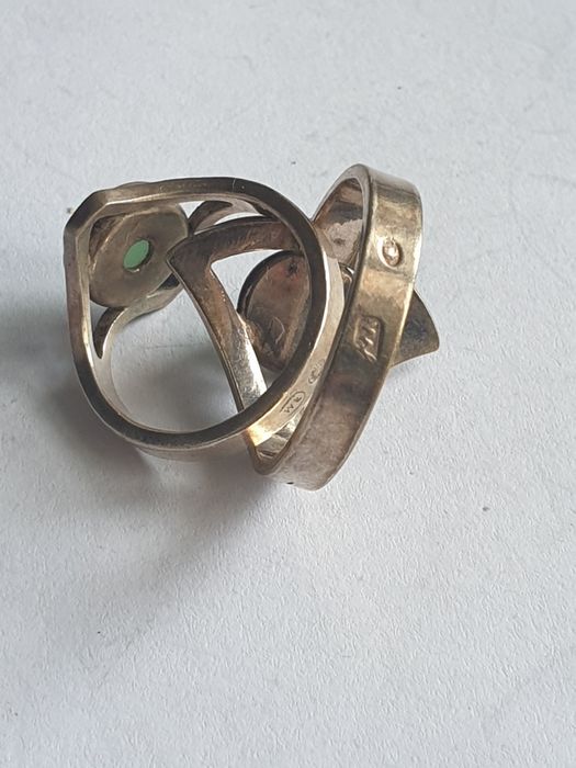 Warmet Srebrny pierścionek PRL chryzopraz srebro