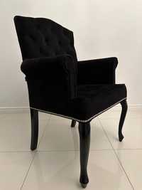 Czarny fotel glamour - welurowy - używany