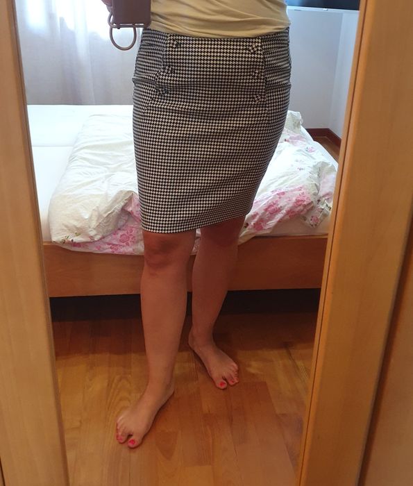 Spódnica ołówkowa pepitka H&M stan idealny rozm. L