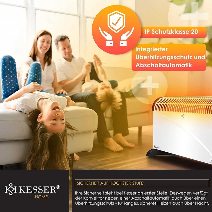 KESSER Konwektor grzejnik 2000 W, 24-godzinny zegar