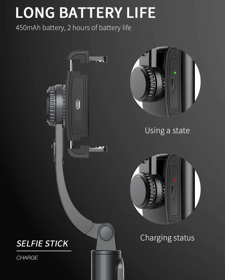 Selfie stick tripod gimbal 360°