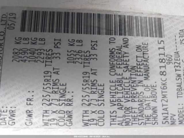 Nissan rogue SL 2019