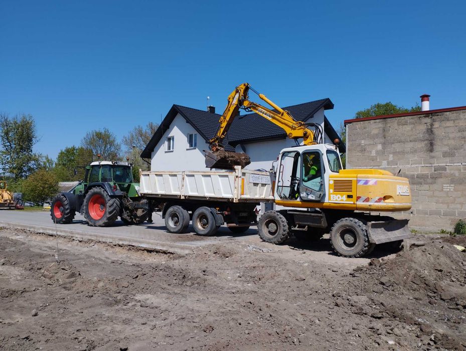 Usługi koparką, roboty ziemne, wyrywanie karp, wyburzenia, transport