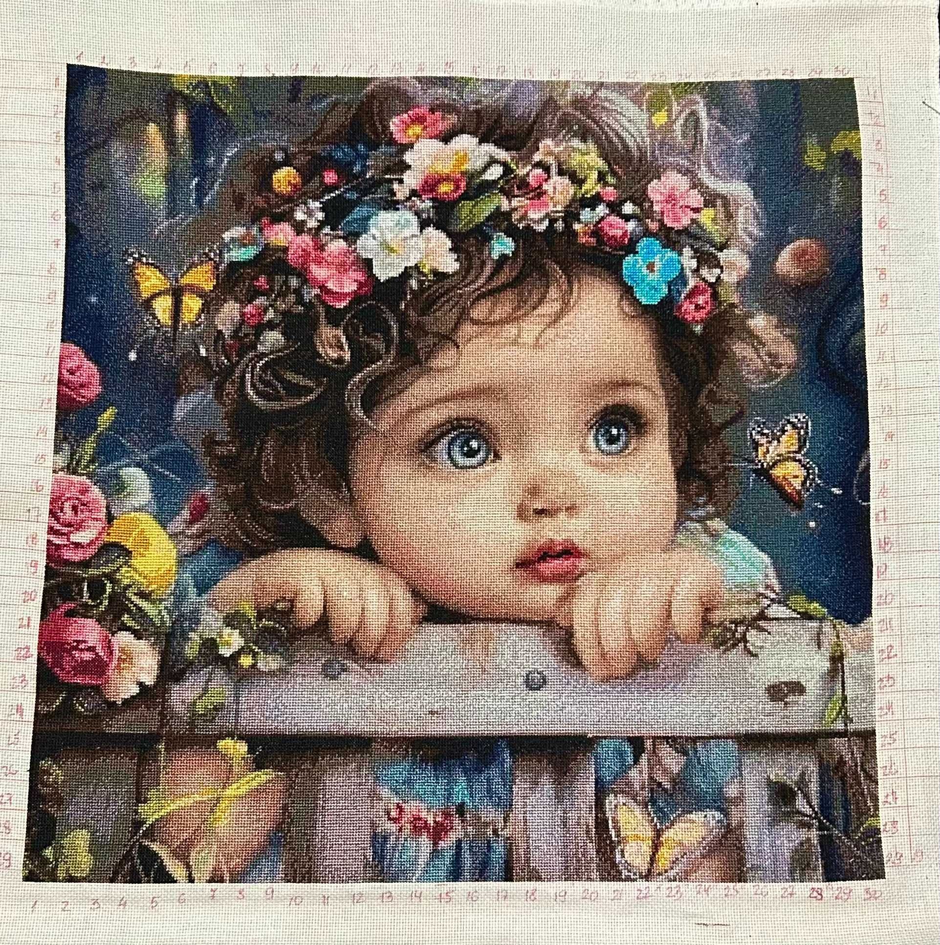 Картина хрестиком "Крихітка в саду" 88200 хрестиків