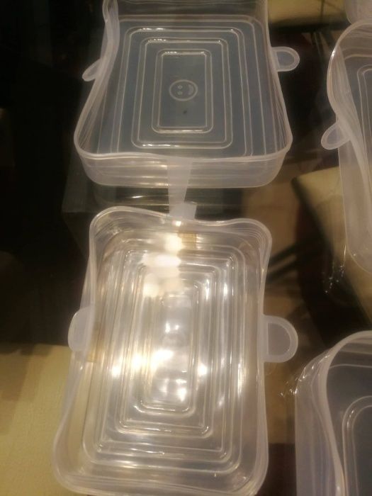 conjunto 6 Tampas silicone elásticas vedantes tuperweres