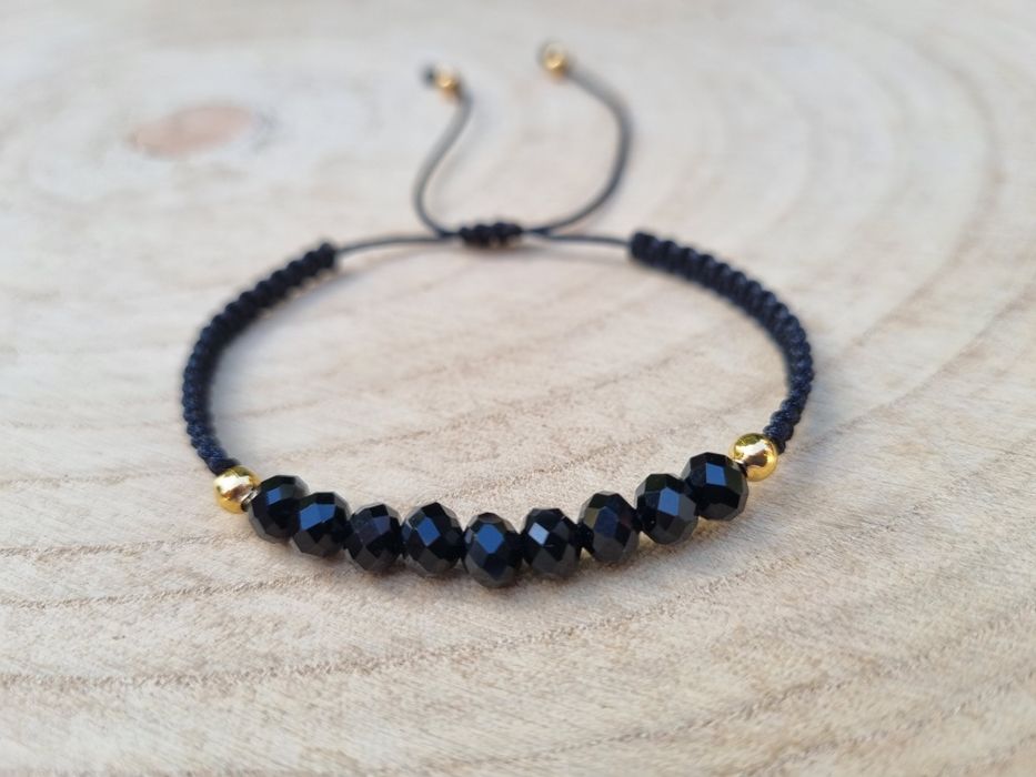 Czarna bransoletka makrama handmade rękodzieło