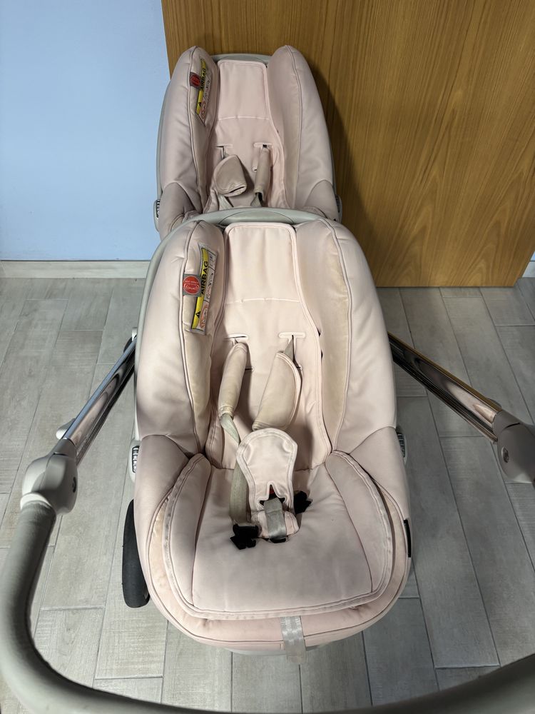 Carrinho duplo gemeos bebecar + ovo + bases isofix