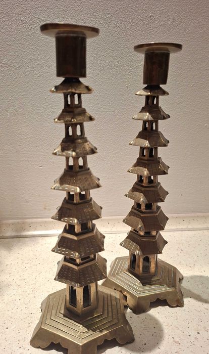 Swieczniki pagoda mosiądz 70s