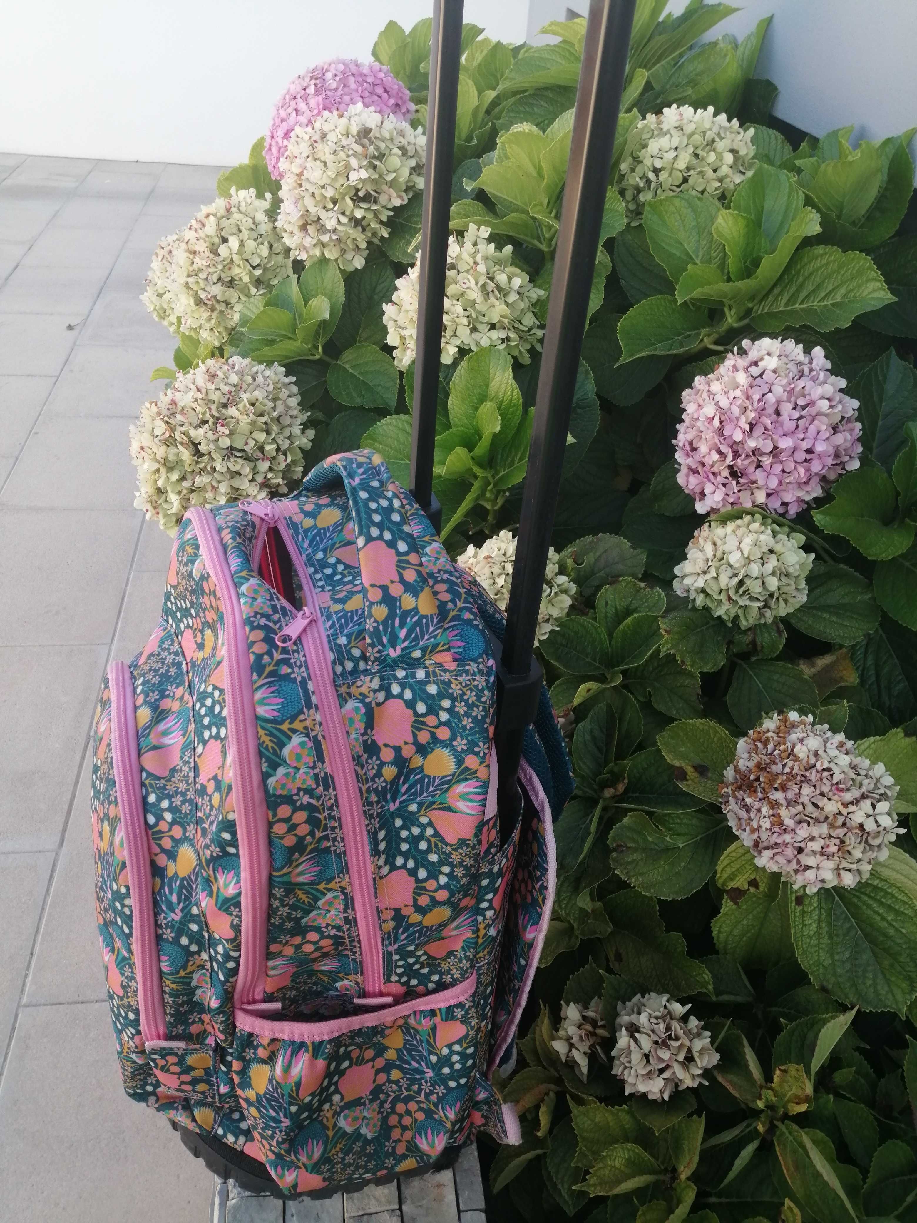 Mochila escolar com trolley em ótimo estado