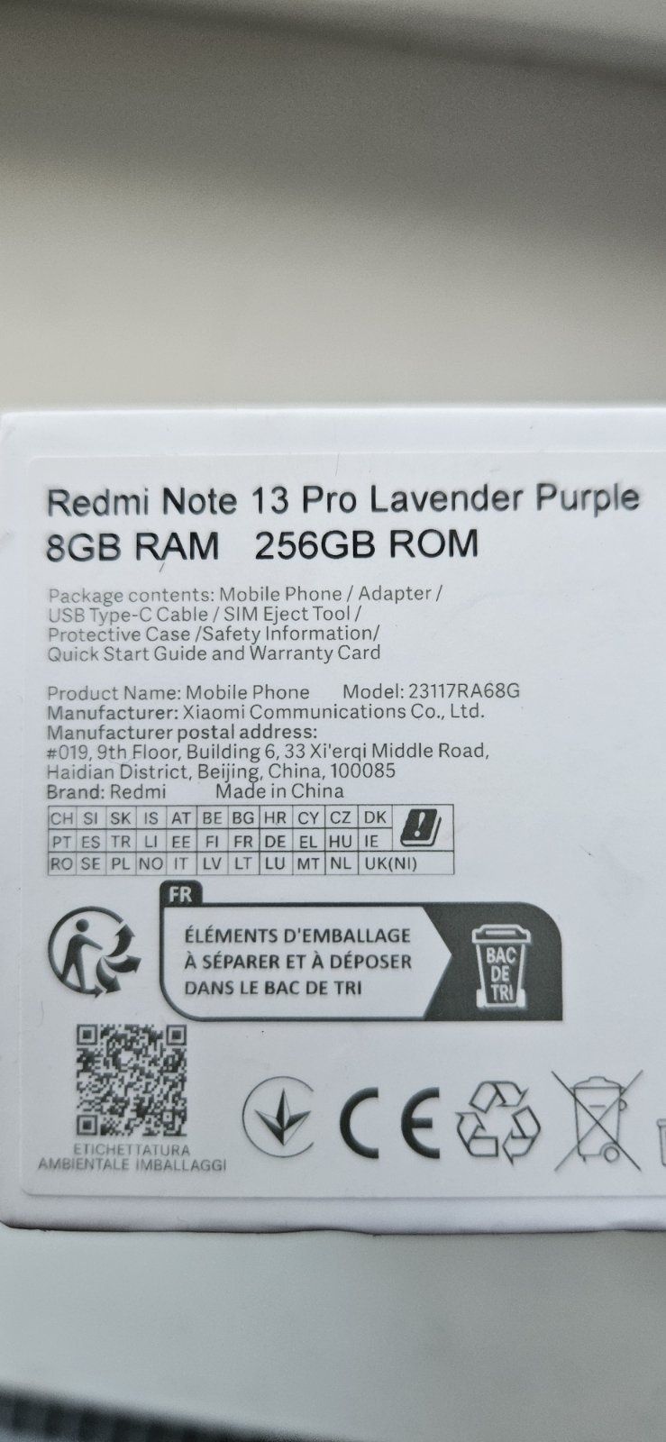 Смартфон Redmi Note 13pro 8/256GB Lavender purple Duos