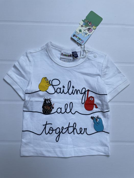 74 Original Marines 6-9 mies. biała koszulka tshirt Barbapapa sailing