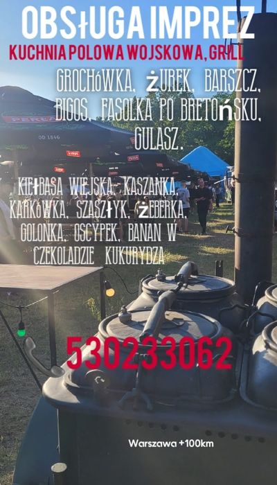 Obsługa imprez catering, Grill kuchnia polowa, gastronomia