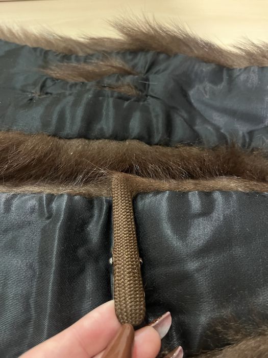 kołnierz szalik z futra naturalnego w kolorze czekoladowego brązu