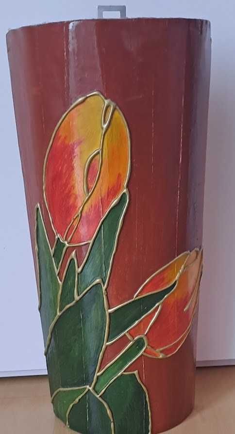 obraz malowany na drewnie -tulipany