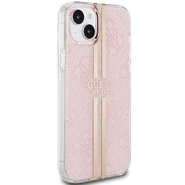 Etui Ochronne Guess IML 4G Gold Stripe - iPhone 15/14/13 6.1" Pink