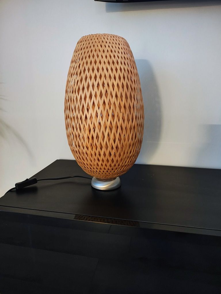 Lampa stołowa nocna bambus ażurowa z IKEA