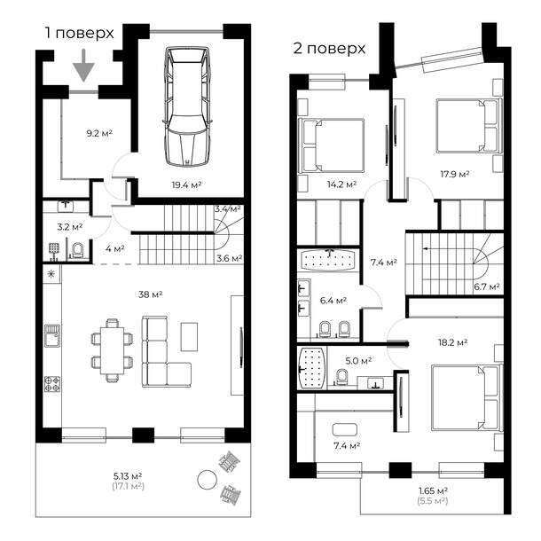 Таунхаус 170.2 м² з ділянкою у ТХ “СЛОВ’ЯНСЬКІ”, Минай - SL 7