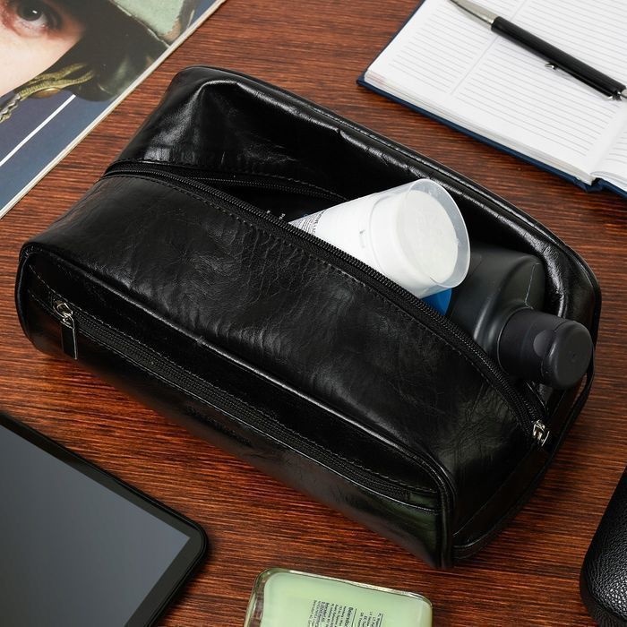 Beltimore kosmetyczka męska Skórzana saszetka duża czarna ze skóry nat