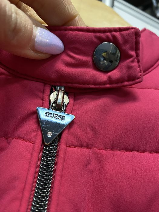 Guess kurtka pikowana ramoneska przeciwdeszczowa pink flo neon