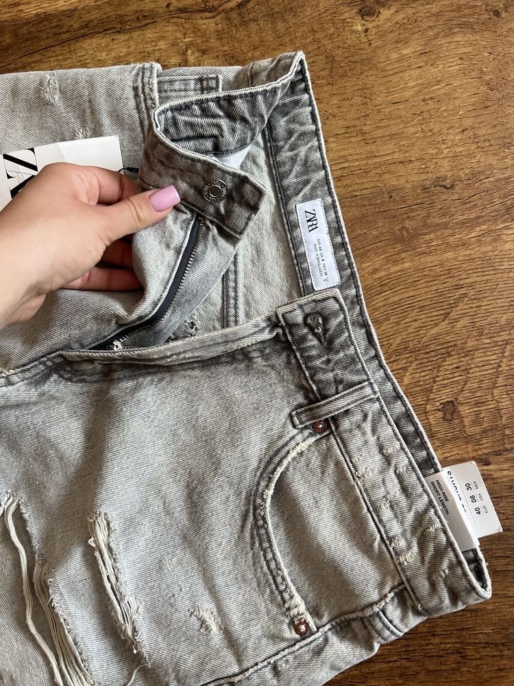 Зара шорты серые zara новые джинсовые