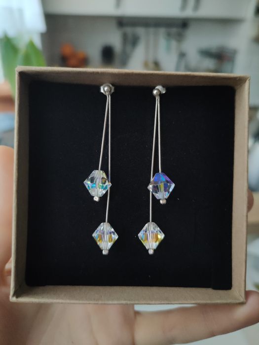 Srebrne kolczyki, długie, wiszące, srebro, biżuteria