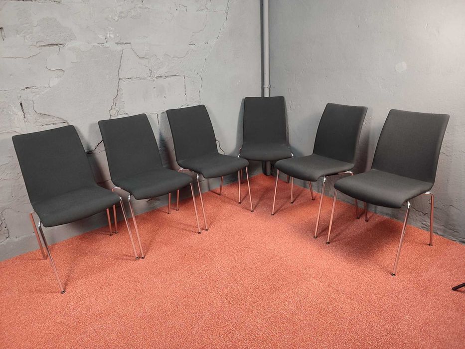 6 krzeseł biurowych czarne materiałowe BRUNNER krzesło biuro jadalnia