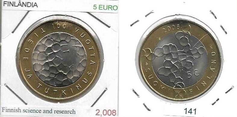 Finlândia - 5 Euros - 2008  - "Ciência e Pesquisa Finlandesas" - Moeda
