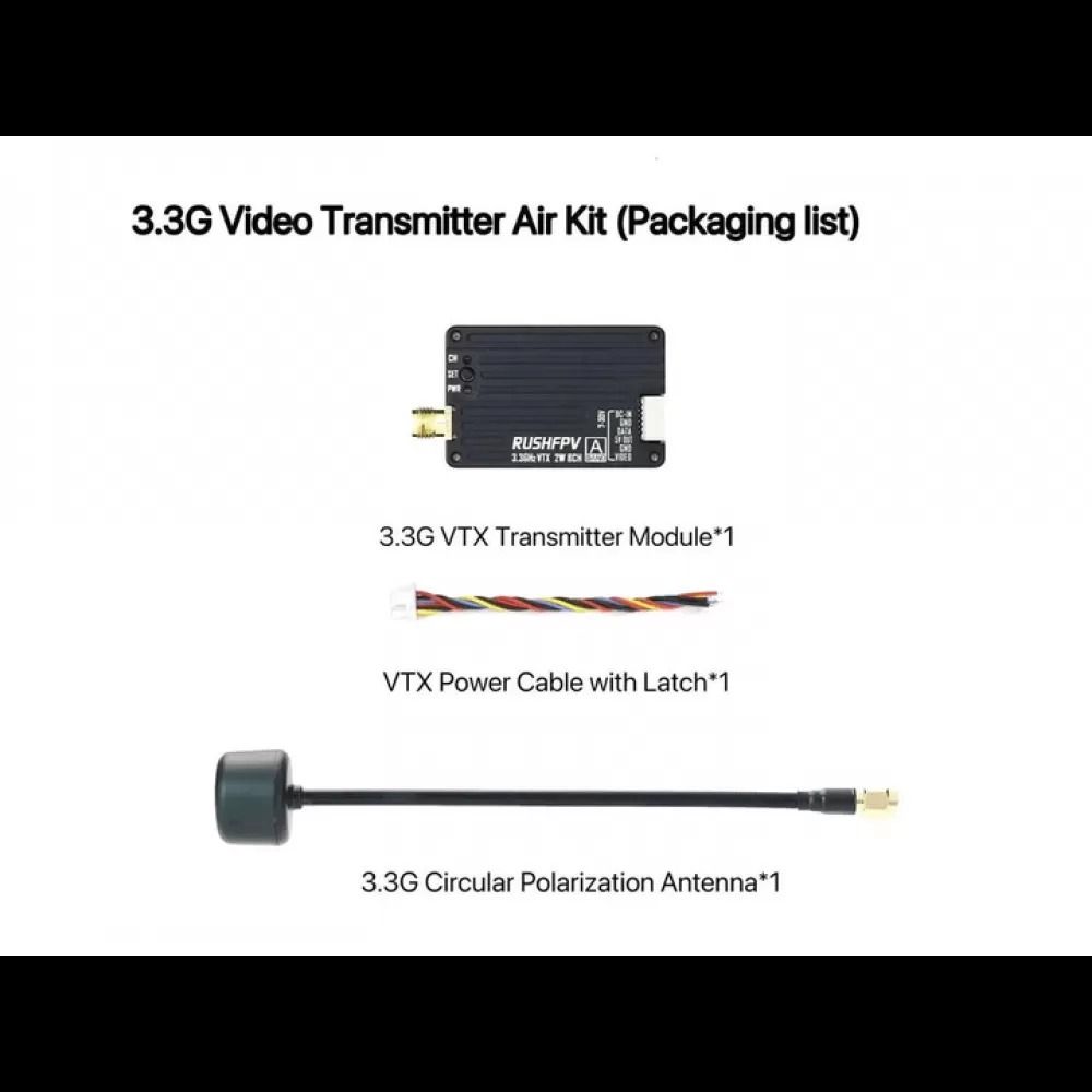 Відеопередавач (VTX) RushFPV 3.3GHz 2W з відеоантеною для дрона FPV