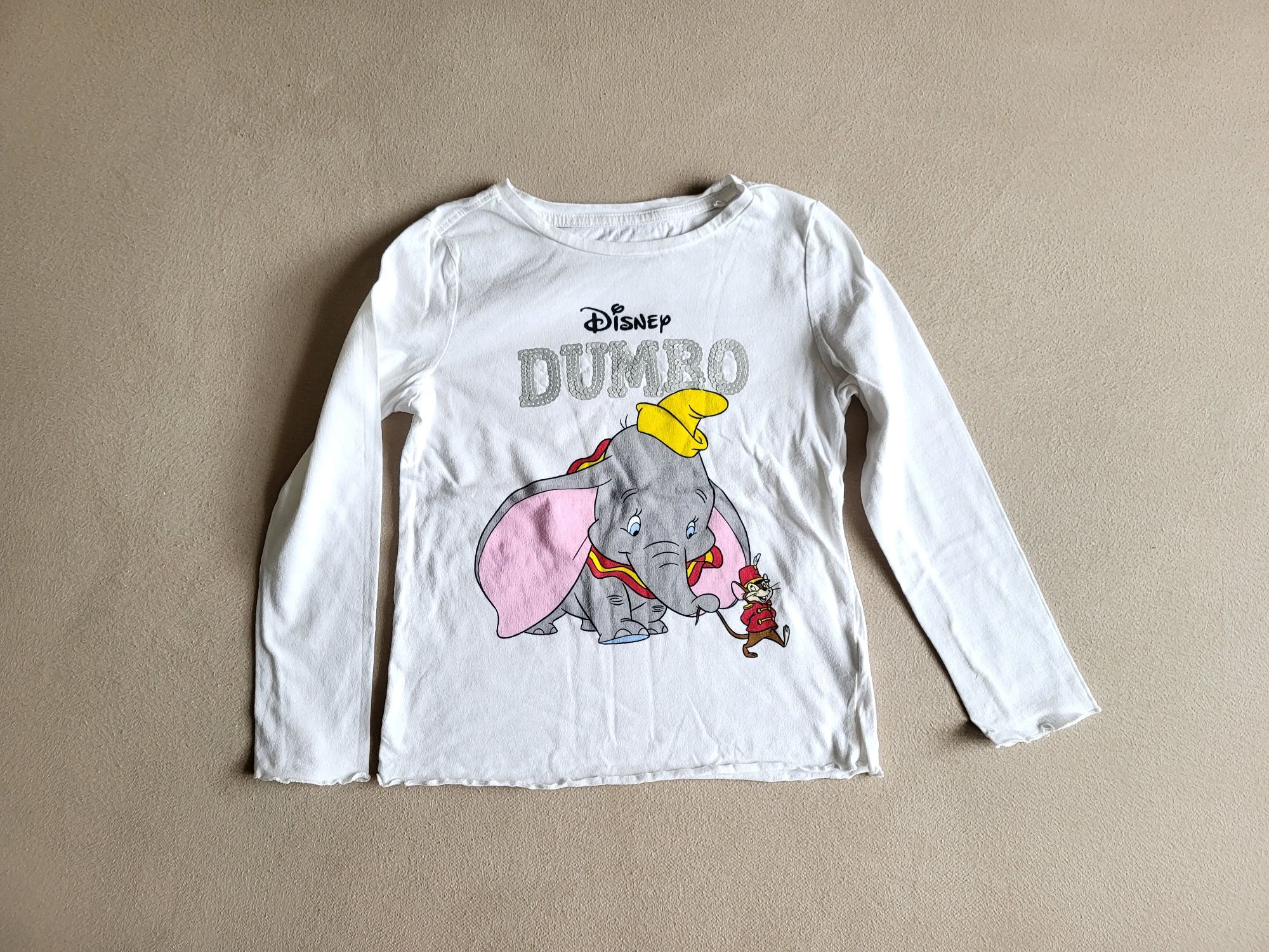 Idealna bluza biała Reserved 122 Disney Dumbo cekiny długi rękaw