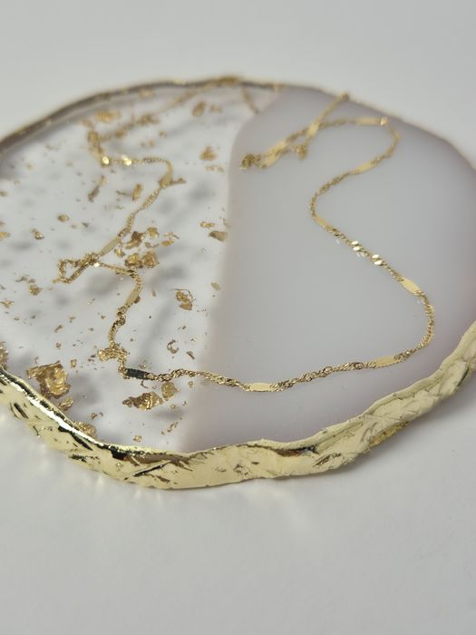 Złoty łańcuszek o splocie Singapur z blaszkami,delikatny,585