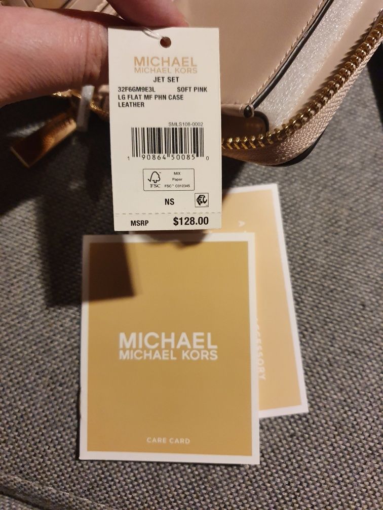Nowy oryginalny portfel Michael Kors Jet Set skórzany soft pink