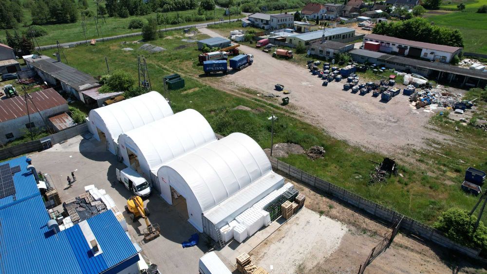 Zadaszenie kontenerów morskich hale na bale wiata warsztat łukowa