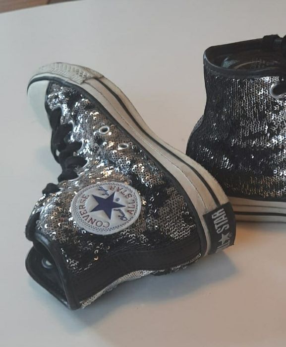 Trampki Converse, cekiny czarny/srebrny, rozm.37,5